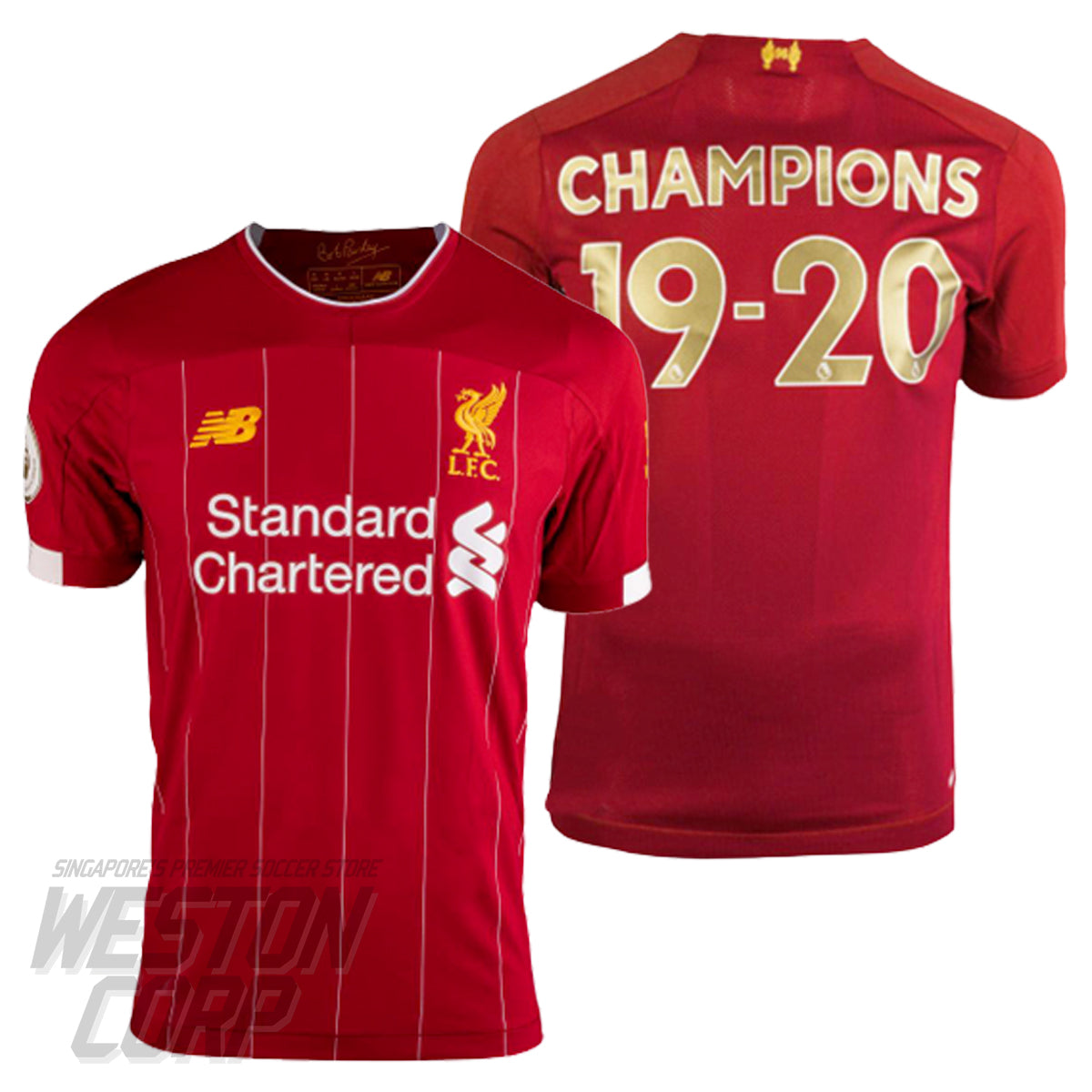 Liverpool FC Adult 2019 20 SS Home Shirt w Champions 19 20 Nameset Weston Corporation