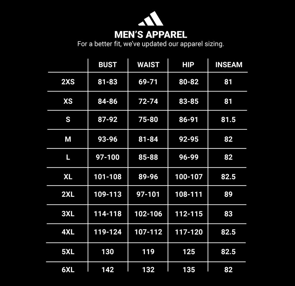 Adidas football kit size chart online