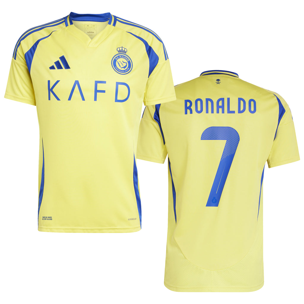 Al Nassr FC Adult 2024-25 Home Jersey w/ Ronaldo Nameset