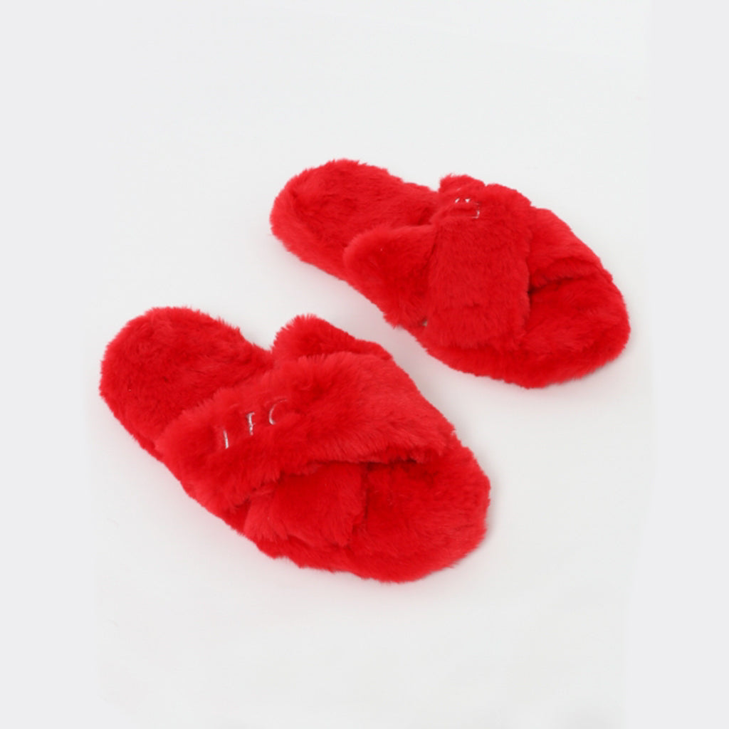 Red store fluffy sliders