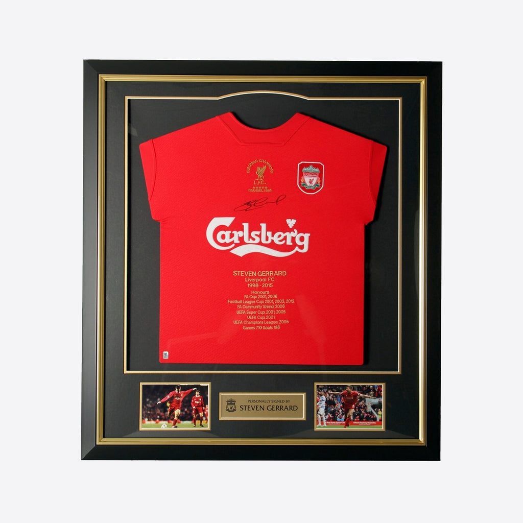 LFC Gerrard Signed Honours Framed Shirt